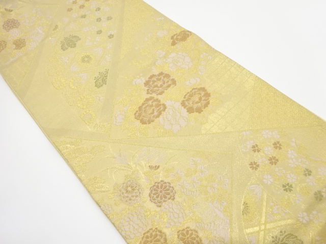 アンティーク　牡丹に菊・枝垂れ桜模様織り出し袋帯（材料）